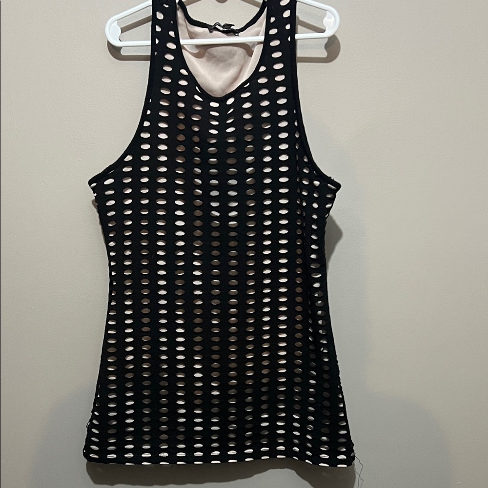 (3 for$24) Express Black Meshish Tank Top with Nude Lining
